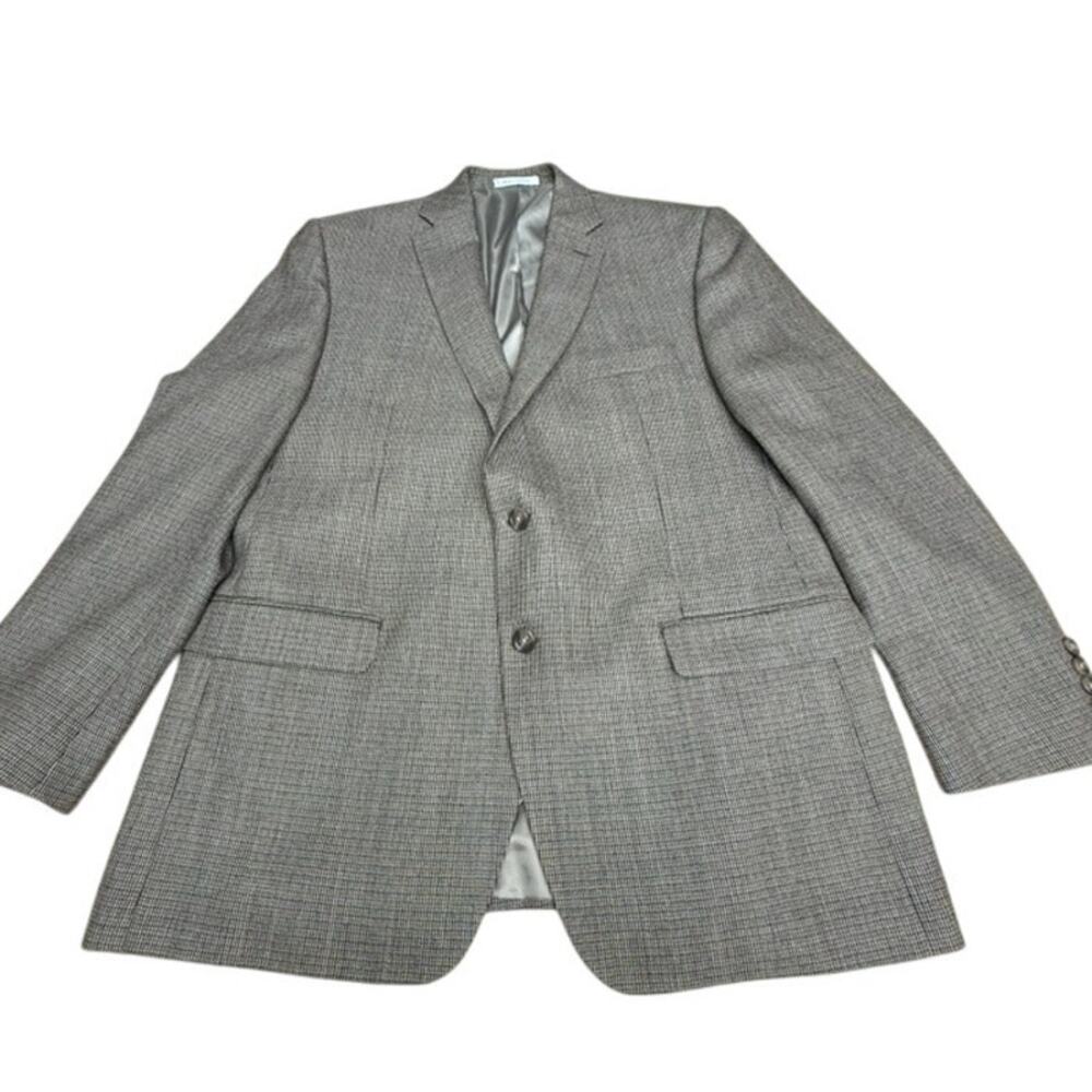 "Chaps" Men's Houndstooth Brown & Black Blazer SZ 44R 100%‎ Wool Single Vent!